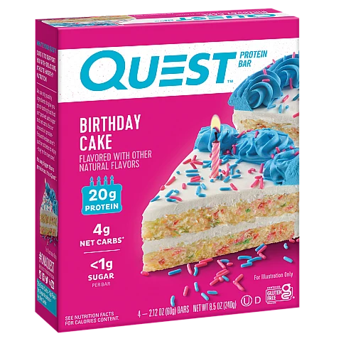 חטיף חלבון עוגת יום הולדת 4 חטיפים - מבית Quest Nutrition חטיף חלבון עוגת יום הולדת 4 חטיפים - מבית Quest Nutrition