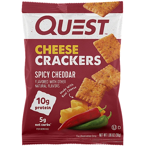 חטיפי ספורט קרקר גבינה צ‘דר חריף עם חלבון 4 שקיות - מבית Quest Nutrition