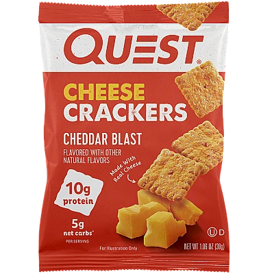 חטיפי ספורט קרקר גבינה צ‘דר עם חלבון 4 שקיות - מבית Quest Nutrition