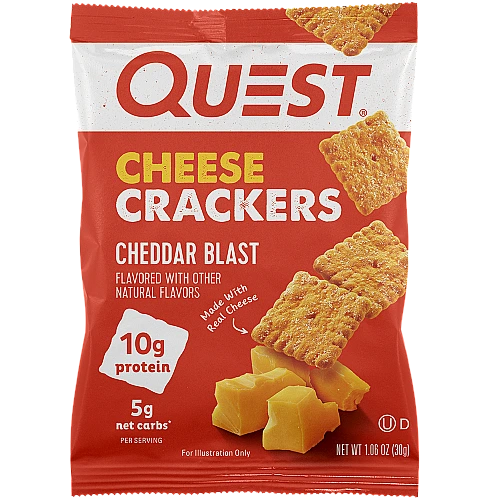 חטיפי ספורט קרקר גבינה צ‘דר עם חלבון 4 שקיות - מבית Quest Nutrition