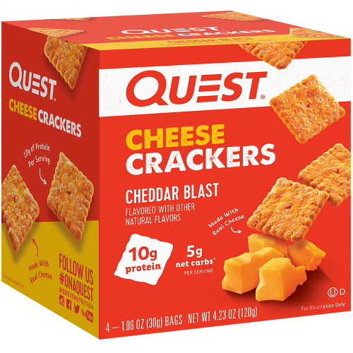 חטיפי ספורט קרקר גבינה צ‘דר עם חלבון 4 שקיות - מבית Quest Nutrition