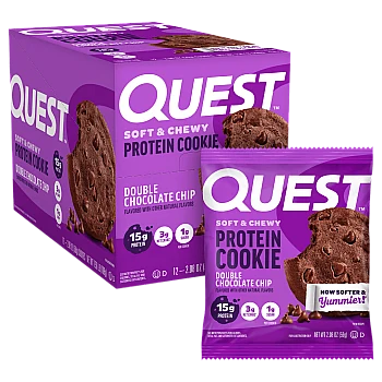 עוגיית חלבון דאבל שוקולד צ'יפס 12 יחידות - מבית Quest Nutrition