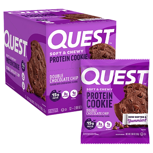 עוגיית חלבון דאבל שוקולד צ'יפס 12 יחידות - מבית Quest Nutrition