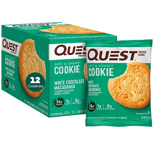 עוגיית חלבון שוקולד לבן ומקדמיה 12 יחידות - מבית Quest Nutrition