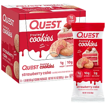 עוגיית עם חלבון עוגת תותים 8 יחידות - מבית Quest Nutrition