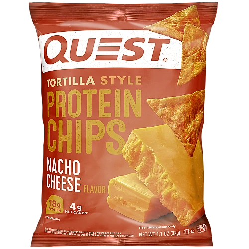 צ'יפס חלבון בסגנון טורטייה בטעם נאצ'וס וגבינה 8 שקיות - מבית Quest Nutrition