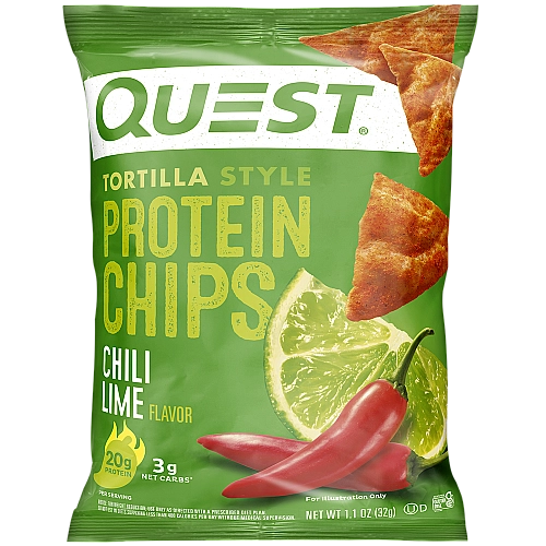 צ'יפס חלבון בסגנון טורטייה בטעם צ'ילי וליים 8 שקיות - מבית Quest Nutrition