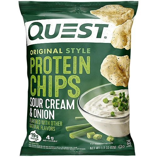 צ'יפס חלבון מקורי בטעם שמנת חמוצה ובצל 8 יחידות - מבית Quest Nutrition