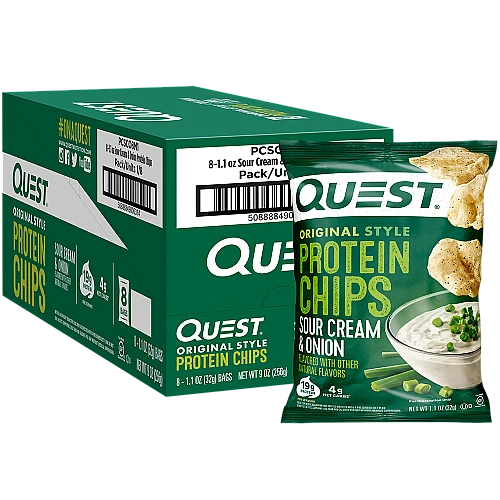 צ'יפס חלבון מקורי בטעם שמנת חמוצה ובצל 8 יחידות - מבית Quest Nutrition