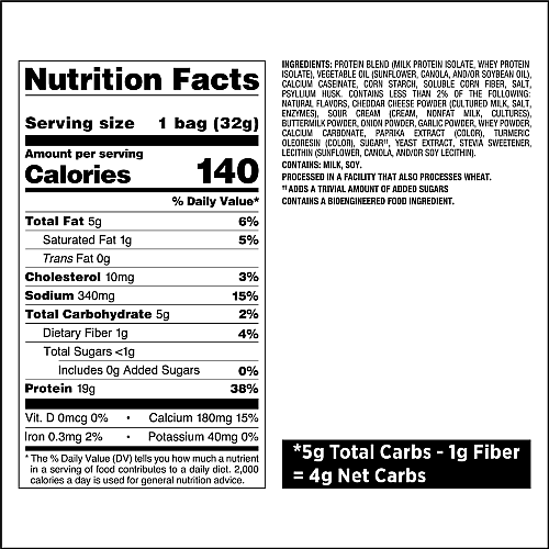 צ'יפס חלבון מקורי בטעם שמנת חמוצה וצ‘דר 8 יחידות - מבית Quest Nutrition