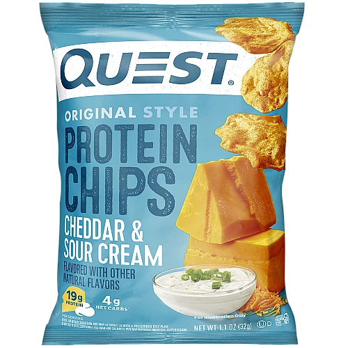 צ'יפס חלבון מקורי בטעם שמנת חמוצה וצ‘דר 8 יחידות - מבית Quest Nutrition