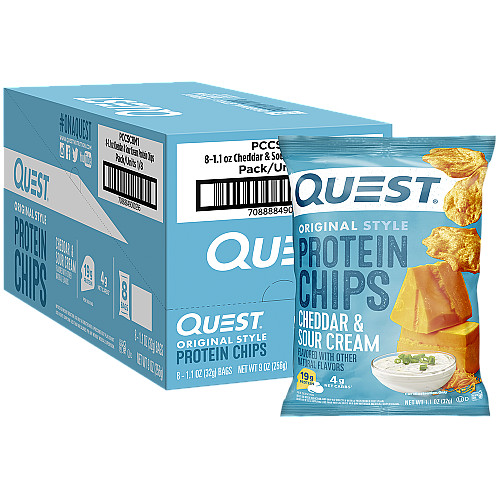 צ'יפס חלבון מקורי בטעם שמנת חמוצה וצ‘דר 8 יחידות - מבית Quest Nutrition