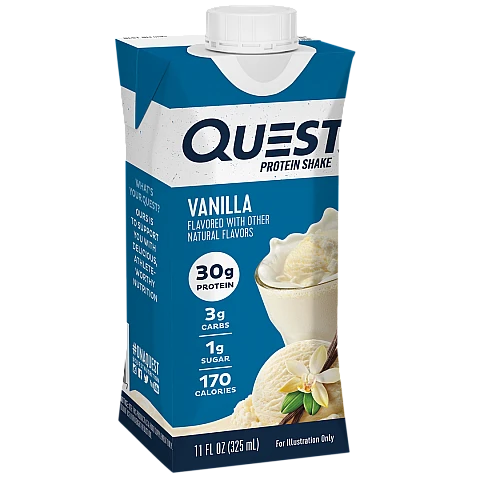 שייק חלבון בטעם וניל 4 בקבוקים - מבית Quest Nutrition שייק חלבון בטעם וניל 4 בקבוקים - מבית Quest Nutrition