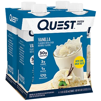 שייק חלבון בטעם וניל 4 בקבוקים - מבית Quest Nutrition