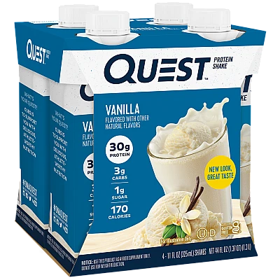 שייק חלבון בטעם וניל 4 בקבוקים - מבית Quest Nutrition