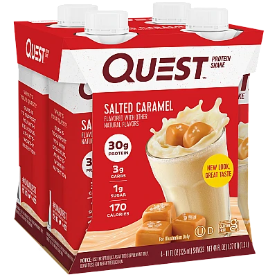 שייק חלבון בטעם קרמל מלוח 4 בקבוקים - מבית Quest Nutrition