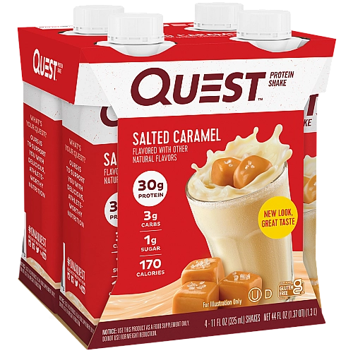 שייק חלבון בטעם קרמל מלוח 4 בקבוקים - מבית Quest Nutrition