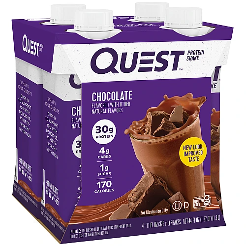 שייק חלבון בטעם שוקולד 4 בקבוקים - מבית Quest Nutrition