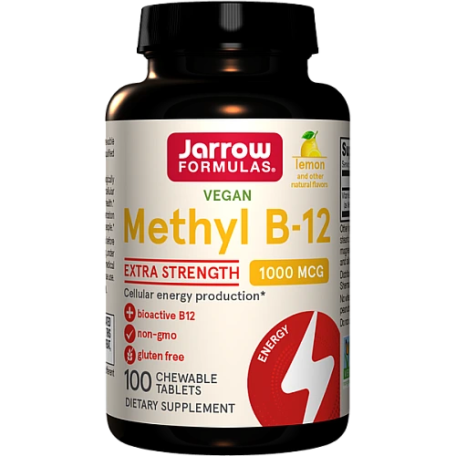 ג’ארו מתיל B-12 טבעוני 1,000 מק"ג בטעם לימון 100 טבליות לעיסות - מבית Jarrow Formulas