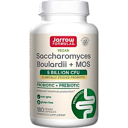 סכרומיצס בולרדי טבעוני + MOS למנה 5 מיליארד יחידות CFU - תכולה 180 כמוסות - מבית Jarrow Formulas