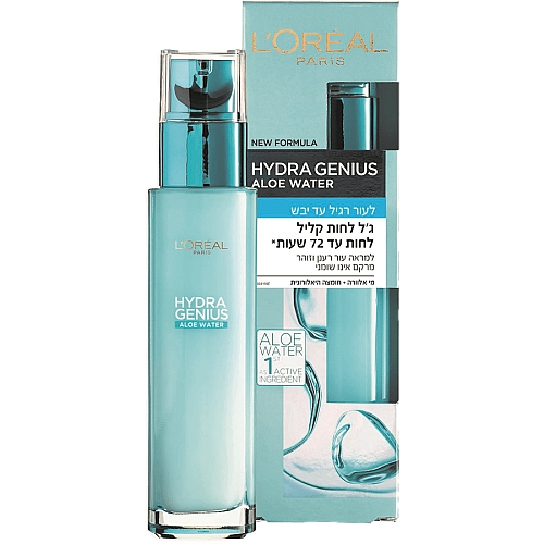לוריאל HYDRA GENIUS ג'ל לחות קליל עד 72 שעות לעור רגיל עד מעורב 70 מ"ל - מבית L'OREAL PARIS