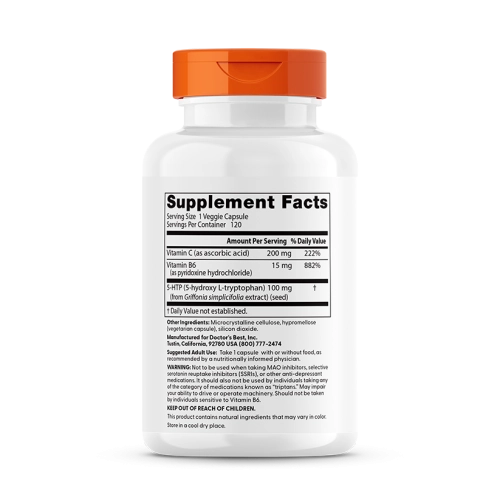 5-HTP עם ויטמינים B6 ו-C תכולה 120 כמוסות - מבית Doctor's best