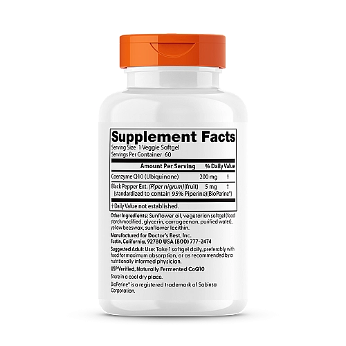 CoQ10 קו-אנזים ג'ל עם ביופרין 200 מ"ג - 60 כמוסות רכות - מבית Doctor's best