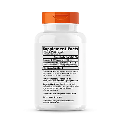 CoQ10 קו-אנזים עם פיפרין 100 מ"ג - 360 כמוסות - מבית Doctors best