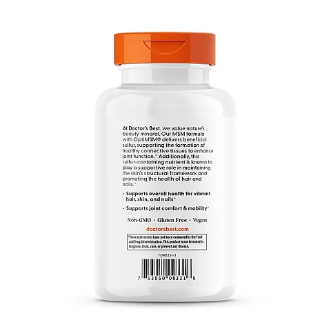 MSM עם OptiMSM למנה 3,000 מ"ג 180 כמוסות - מבית Doctor's best MSM עם OptiMSM למנה 3,000 מ"ג 180 כמוסות - מבית Doctor's best