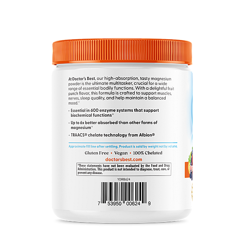 אבקת מגנזיום בטעם פונץ' פירות 340 גרם - מבית Doctor's best