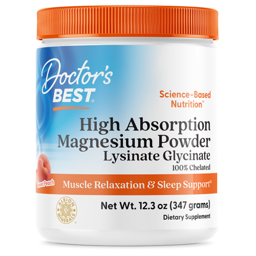 אבקת מגנזיום טעם אפרסק מתוק 347 גרם - מבית Doctor's best