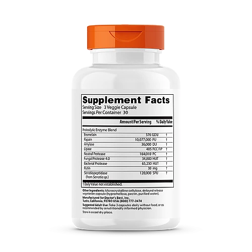 אנזימים מפרקי חלבון 90 כמוסות - מבית Doctor's best