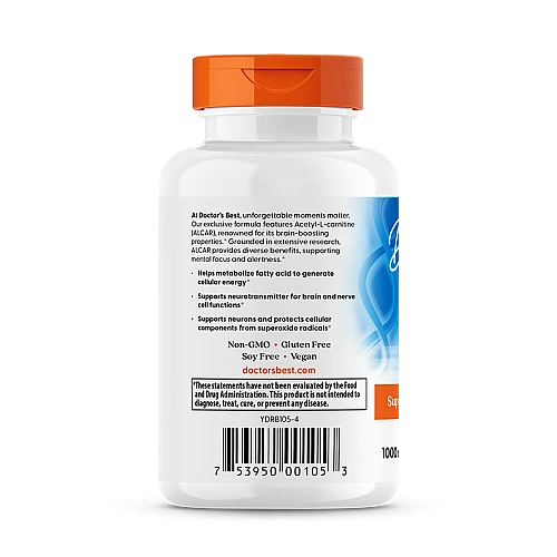 אצטיל ל-קרניטין 500 מ"ג 60 כמוסות - מבית Doctor's best
