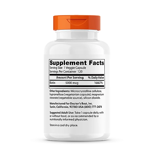 ביוטין 5000 מק"ג - 120 כמוסות - מבית Doctor's best