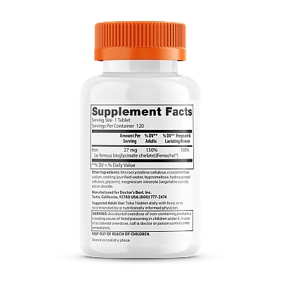 ברזל רך 27 מ"ג 120 טבליות - מבית Doctor's best