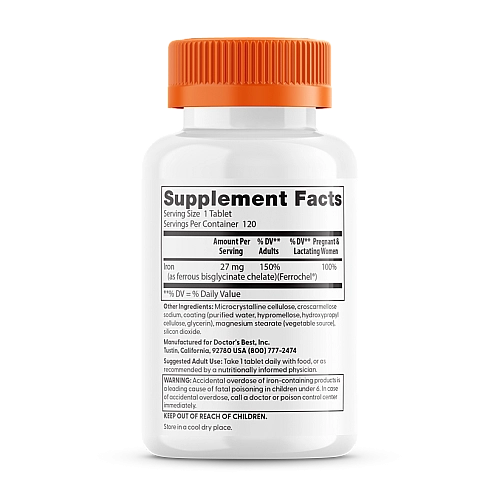 ברזל רך 27 מ"ג 120 טבליות - מבית Doctor's best