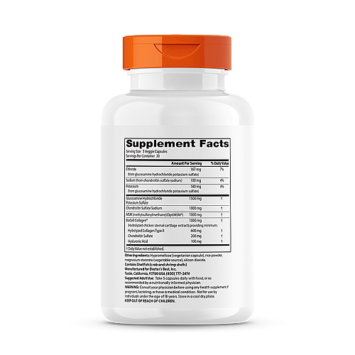 גלוקוזאמין כונדרואיטין MSM + חומצה היאלורונית 150 כמוסות - מבית Doctor's best