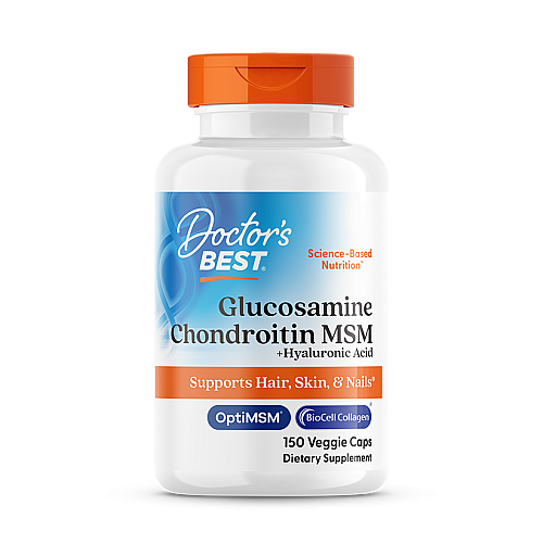 גלוקוזאמין כונדרואיטין MSM + חומצה היאלורונית 150 כמוסות - מבית Doctor's best