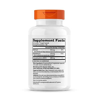 דטוקס NAC לניקוי רעלים באמצעות נ-אצטיל-ציסטאין - 180 כמוסות - מבית Doctor's best