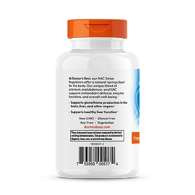 דטוקס NAC לניקוי רעלים באמצעות נ-אצטיל-ציסטאין - 180 כמוסות - מבית Doctor's best