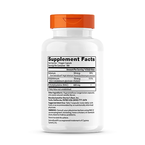 דטוקס NAC לניקוי רעלים באמצעות נ-אצטיל-ציסטאין - 180 כמוסות - מבית Doctor's best
