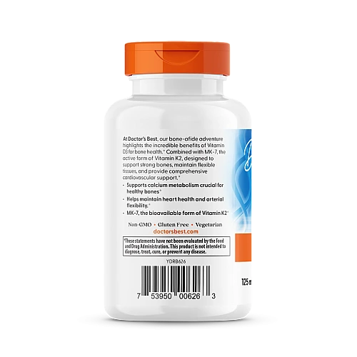 ויטמין D3 + K2 + MK-7 תכולה 60 כמוסות - מבית Doctor's best