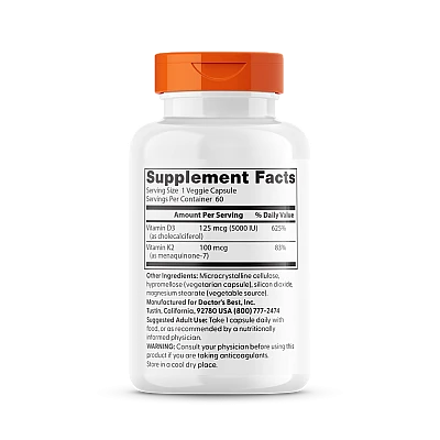 ויטמין D3 + K2 + MK-7 תכולה 60 כמוסות - מבית Doctor's best