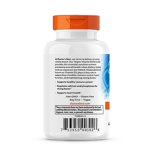 ויטמין D3 ממקור צמחי 2,500 יחב"ל 60 כמוסות - מבית Doctor's best