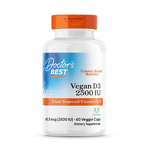 ויטמין D3 ממקור צמחי 2,500 יחב"ל 60 כמוסות - מבית Doctor's best