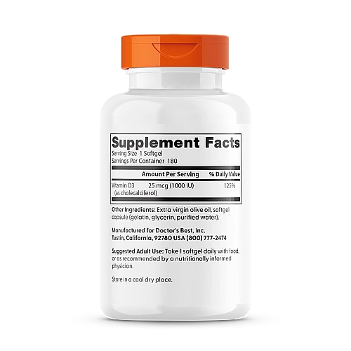 ויטמין IU 1000 D3 יחב"ל - 180 כמוסות מבית Doctor's best