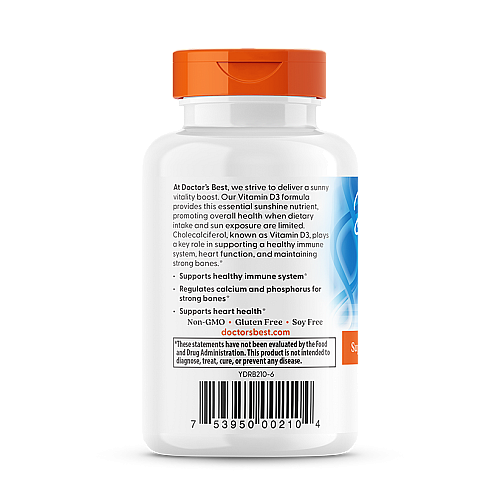 ויטמין די IU 2000 D3 יחב"ל - 180 כמוסות רכות - מבית Doctor's best