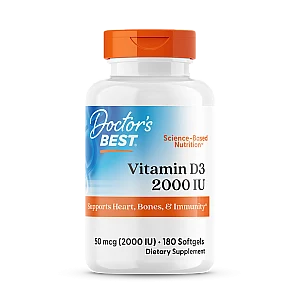 ויטמין די IU 2000 D3 יחב"ל - 180 כמוסות רכות - מבית Doctor's best