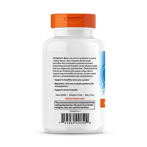 ויטמין די IU 5000 D3 יחב"ל - 360 כמוסות רכות - מבית Doctor's best ויטמין די IU 5000 D3 יחב"ל - 360 כמוסות רכות - מבית Doctor's best