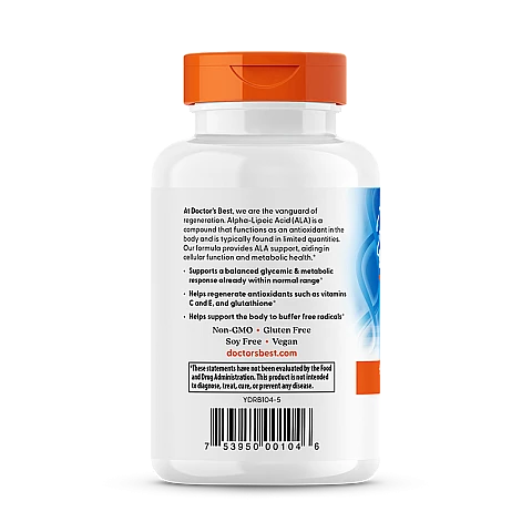 חומצה אלפא ליפואית 150 מ"ג - 120 כמוסות מבית Doctor's best חומצה אלפא ליפואית 150 מ"ג - 120 כמוסות מבית Doctor's best